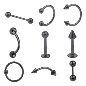 Fekete 9 Darabos Orvosi Acélból Készült Piercing Szett