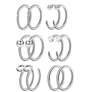 Ezüst Színű Karika Piercing Szett