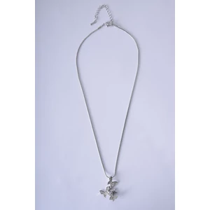 Ezüst Színű Nyaklánc Strasszköves Pillangó Medálokkal