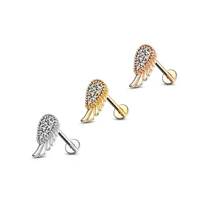 14 Karátos Arannyal Bevont Ezüst Színű Angyalszárny Alakú Piercing