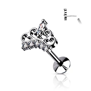 14 Karátos Arannyal Bevont Ezüst Színű Korona Formájú Piercing