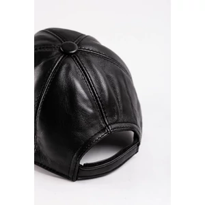 Fekete Valódi Bőr Állítható Baseball Sapka