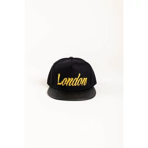 Fekete, Kígyómintás Borítású, Sárga London Felirattal Hímzett Snapback Sapka