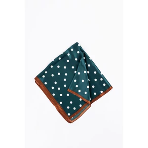 A &amp;amp; ONE  Sötétzöld-Fehér Pöttyös, Selyem Hatású Kendő