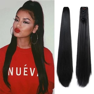 A &amp;amp; ONE Fekete Egyenes Csatos Póthaj Copfhoz, 60 cm