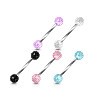 A &amp; ONE 316L Orvosi Acél Egyenes Szárú 5 Darabos Piercing Szett Színes Áttetsző Golyókkal