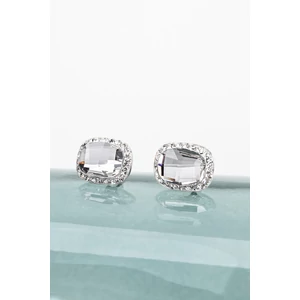 Esküvői Kocka Alakú Fehér Swarovski Kövekkel Díszített S925 Ezüst Fülbevaló