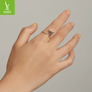 Állítható, S925 Ezüst Gyűrű, Szív És Szitakötő Díszítéssel