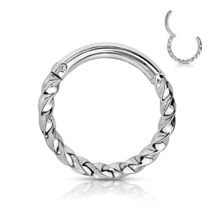 Ezüst Színű 316L Orvosi Acél Csavart Karika Alakú Septum Piercing Kövekkel Díszítve