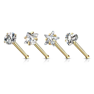 4 Darabos  Arany Színű Cirkónia Köves Orvosi Acél Orr Piercing Szett