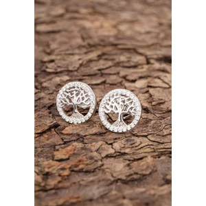 Fa Mintával Díszített S925 Ezüst Fülbevaló