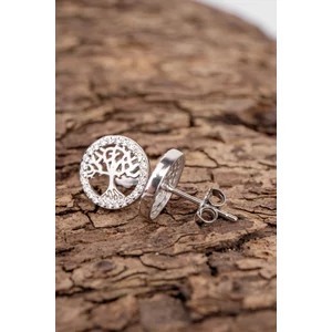 Fa Mintával Díszített S925 Ezüst Fülbevaló