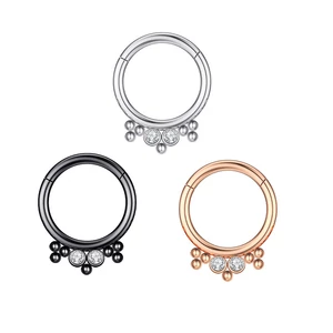 A &amp; ONE Csillogó Köves Rózsaarany Színű 316L Orvosi Acél Karika Orr/Fül Piercing