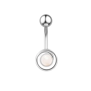 Ezüst Színű Rozsdamentes Acél  Opál Köves Kerek Köldök Piercing