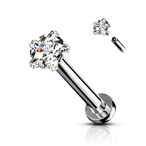 Ezüst Színű Cirkónia Kövekkel Díszített 316L Orvosi Acél Labret Piercing (6mm)