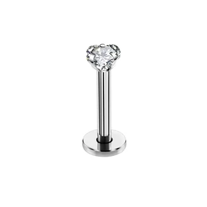 Ezüst Színű Orvosi Acél Piercing Fehér Csillag Alakú Cirkónia Kővel, 8 mm