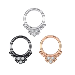 A &amp;amp; ONE  Köves Rózsaarany Színű Karika Orr/Fül Piercing