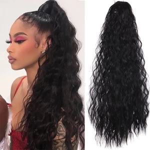 A &amp;amp; ONE Könnyen És Gyorsan Felhelyezhető, Hullámos Póthaj Copfhoz, Fekete Színben, 55 cm