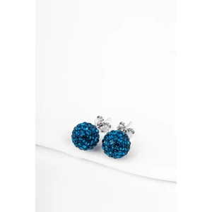 S925 Ezüst Gömb Fülbevaló Sötétkék Swarovski® Kövekkel