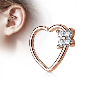 Rosegold Sárgaréz Szív Alakú Fül Piercing