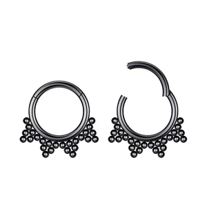 A &amp;amp; ONE Fekete Színű 316L Karika Orr/Fül Piercing