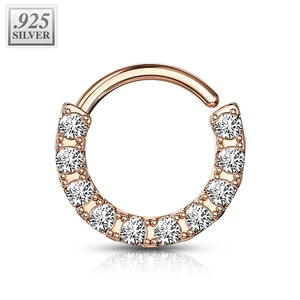 316L Rosegold Színű, Karika Alakú Piercing Látványos Cirkónia Kövekkel