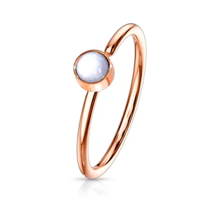 Rosegold Színű 316L Orvosi Acél Karika Orr Piercing Fehér Kővel