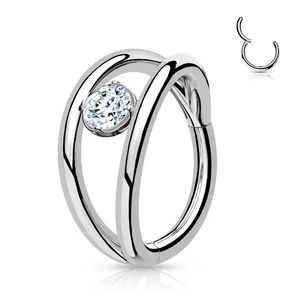 A &amp;amp; ONE Ezüst,  PVD Bevonatos Orvosi Acél Fül Piercing Cirkónia Kővel