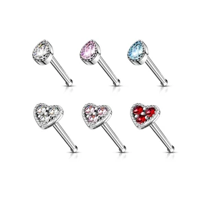 6 Darabos Színes Orvosi Acél Piercing Szett Cirkónia Kővel