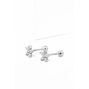 S925 Ezüst Virág Alakú Barbell Piercing Cirkónia Kövekkel -1db