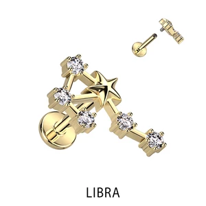 Arany Színű 316L Orvosi Acél Labret Piercing Mérleg Csillagjegy