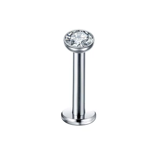 Titanium Labret Ezüst Színű Piercing Kővel