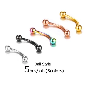 5 db-os 316L Rozsdamentes Acél Szemöldök Piercing Szett Bogyós Véggel