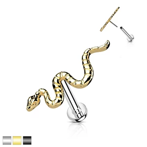 Arany Színű Kígyó Alakú Titánium Egyenesszárú Labret Piercing