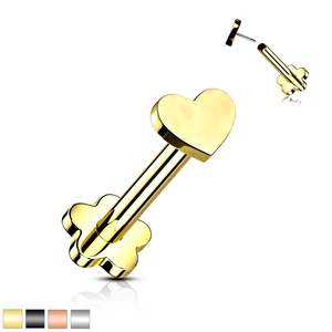 Arany Színű Szív És Virág Alakú Titánium Egyenesszárú Labret Piercing