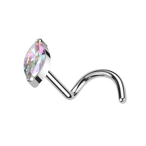 Ezüst Színű Titánium Orr piercing Színes Cirkónia Köves Díszítéssel
