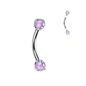 Ezüst Színű Titánium Színes Cirkónia Kővel Díszített Barbell Piercing