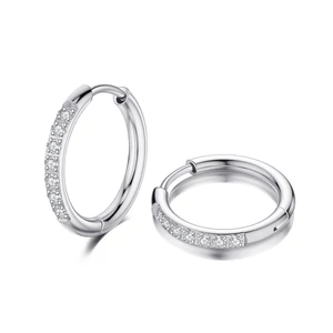 316L Rozsdamentes Acél Ezüst Színű Kövekkel Díszített Orr Karika/Fül Piercing (12mm)