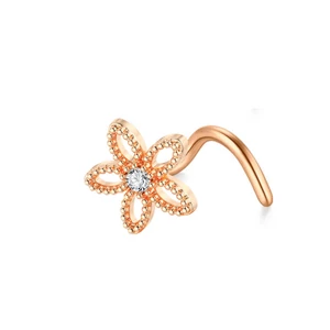 Rosegold Színű Rozsdamentes Acélból Készült Virág Díszes Orrpiercing