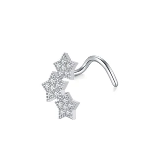 Ezüst Színű Rozsdamentes Acélból Készült Csillagokkal Díszített Orr Piercing