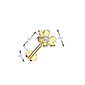 Arany Színű 316L Orvosi Acél Labret Piercing Réz Virág Dísszel