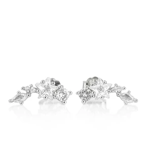 S925 Ezüst Csillag Alakú Fülbevaló Cirkónia Kövekkel