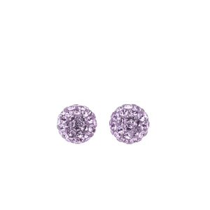 S925 Ezüst Gömb Fülbevaló Lila Swarovski® Kövekkel