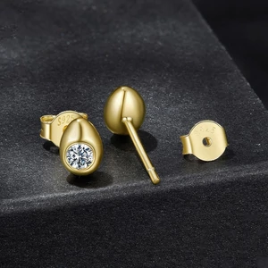 Aranyozott S925 Ezüst Csepp Alakú Fülbevaló Cirkónia Kővel