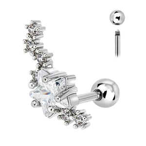 Ezüst Színű 316L Orvosi Acél Csillagos Barbell Piercing