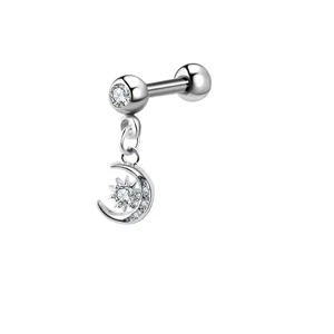Ezüst Színű Rozsdamentes Acél Barbell Piercing - Hold