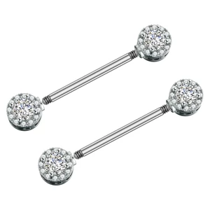 Ezüst Színű 316L Kör Alakú Fül És Mell Barbell Piercing Kővel
