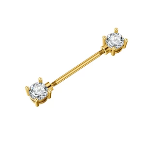 Arany Színű 316L Kör Alakú Fül És Mell Barbell Piercing Kővel