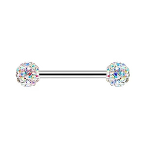 Ezüst Színű 316L Kör Alakú Fül És Mell Barbell Piercing Színjátszó Kövekkel