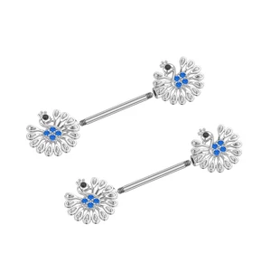 Ezüst Színű 316L Páva Mintás Mell Barbell Piercing